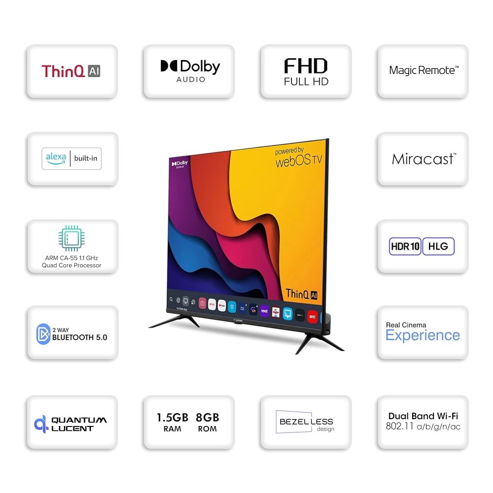 BESTON LED TV 43" SMART FHD WEB OS 1.5GB RAM 8GB (BS43FW1) view 2